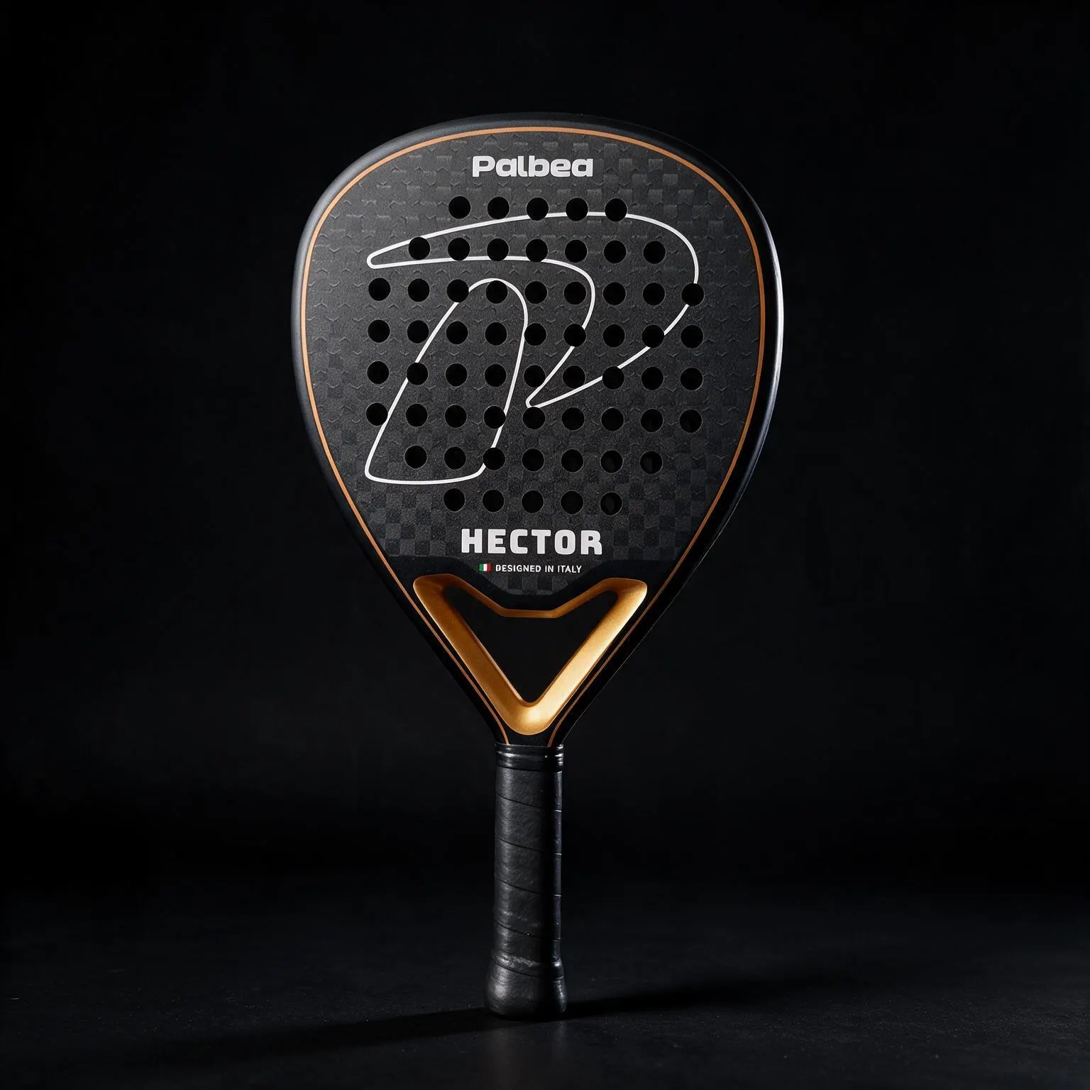 The HECTOR racket on a black background