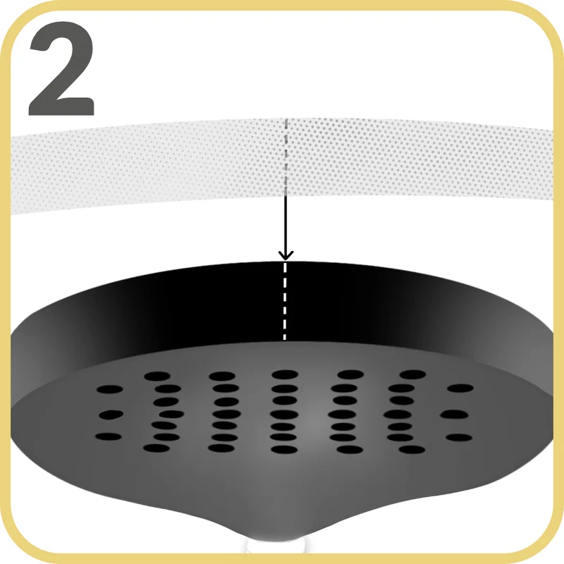Step 2 — To find the centre of the protector, fold it lightly in half or mark it with a pen.
