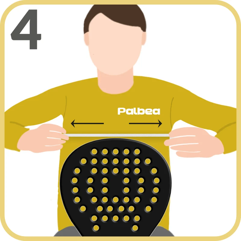 Step 4 — Hold the protector taut with both hands and align the centre of the racket with the centre of the protector.