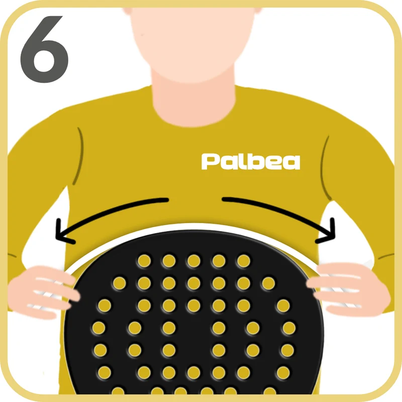 Step 6 — Work towards the side edges, applying the protector while keeping it taut, until it lies completely flat on the racket.