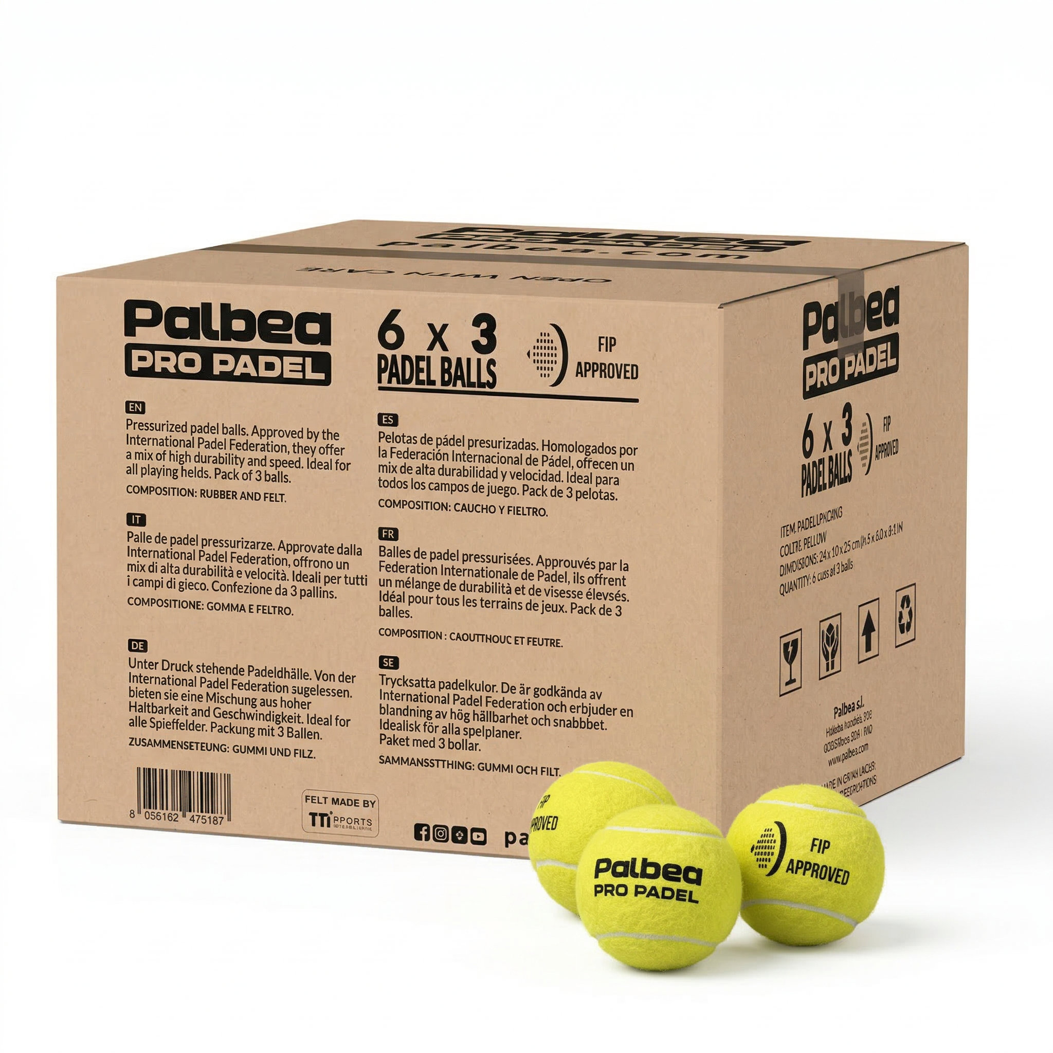 Box 6 tubes · 18 balls