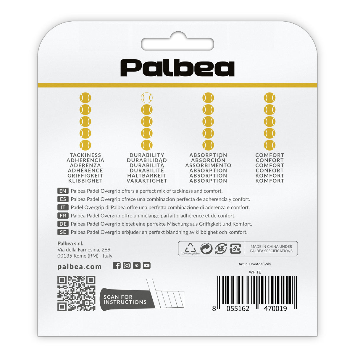Extra Tight White Padel OverGrip - Pack of 3